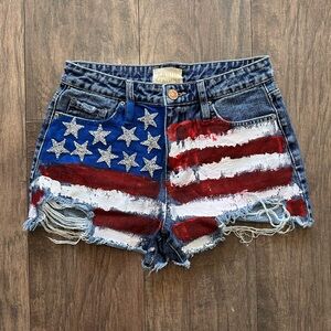 Judith March Star-Spangled Jean Shorts